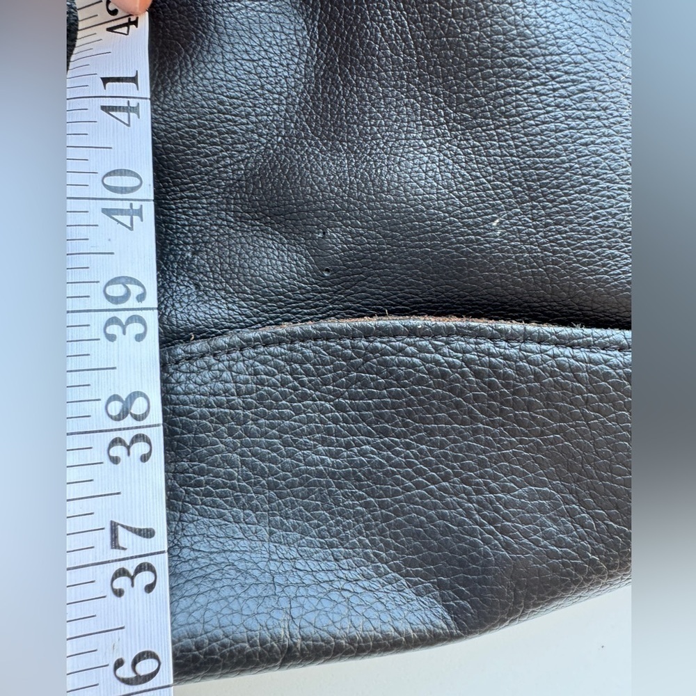 Nicoli Black Pebble Leather Brown Trim Shoulder Bag - Picture 12 of 16
